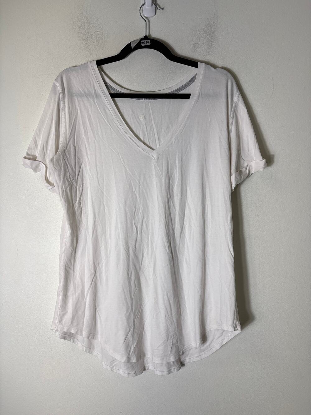 Lululemon White Short Cuffed Sleeve Tee Shirt Sz 8